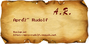 Apró Rudolf névjegykártya